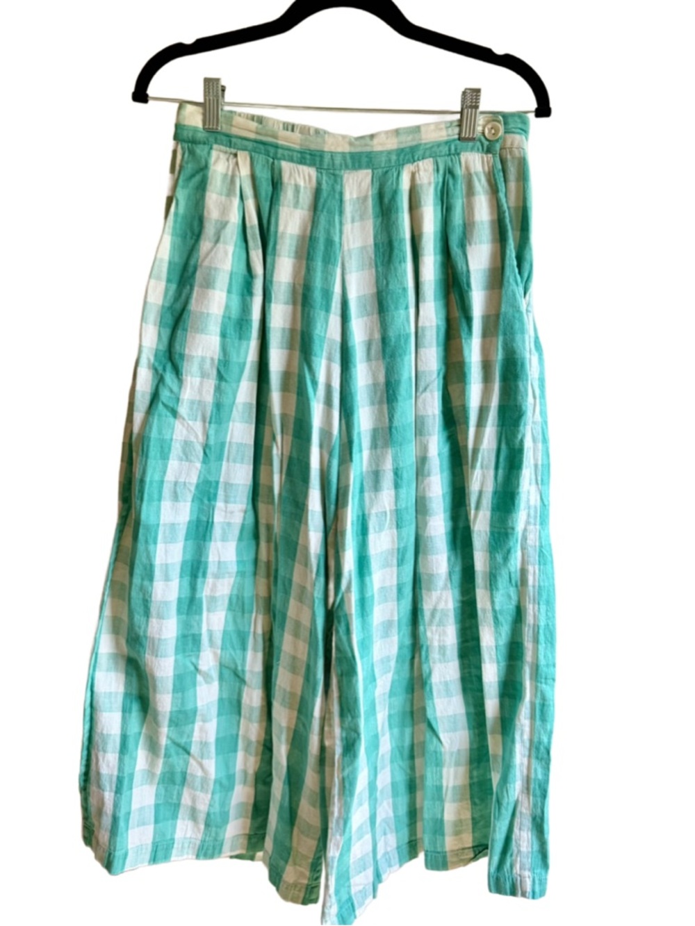 Seek Collective Savista 2.0 Green & White Gingham Wide-Leg Pants